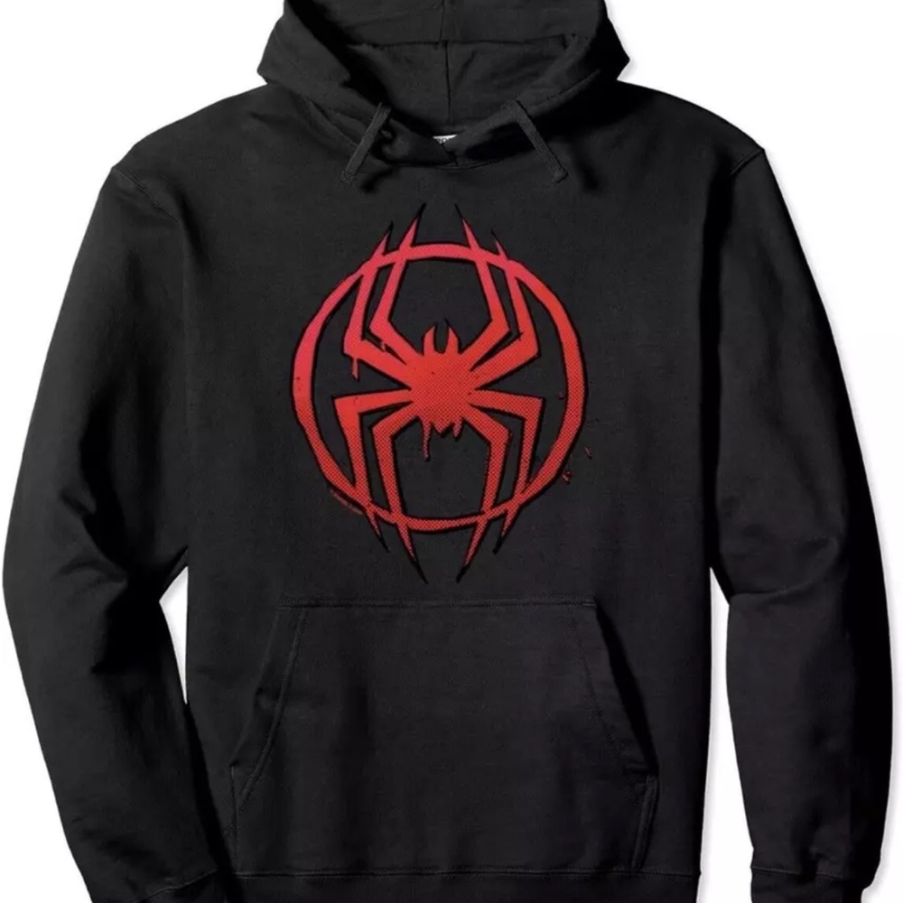 Marvel Spiderman Miles Morales Ultimate Black Red Sweatshirt Hoodie Mens Size M
